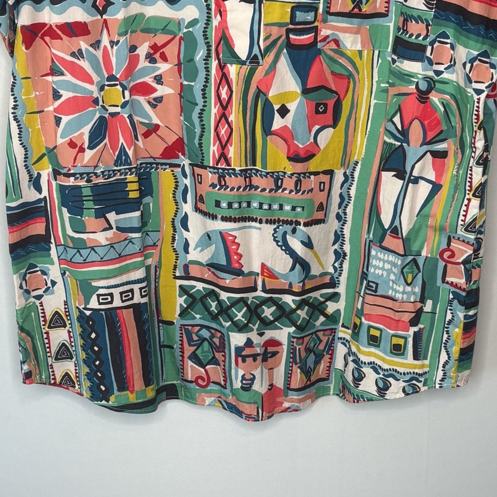 Lafayette 148 New York XXL Abstract Geometric Cotton 2 Piece Top Coulotte Set - Picture 6 of 16